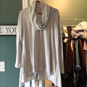 Long sleeved gray cowl neck